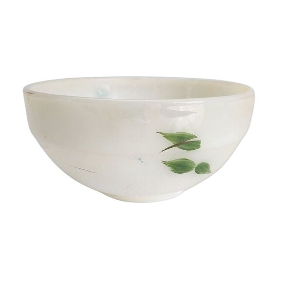 Fire King Fruit Mixing Bowl 6" Pear Hand Painted 1950's Gay Fad Milk Glass #F005 - Picture 3 of 9